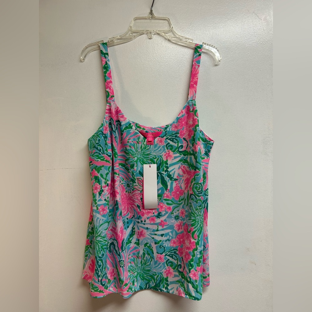 Lilly Pulitzer Pink and Green Floral Tank Top